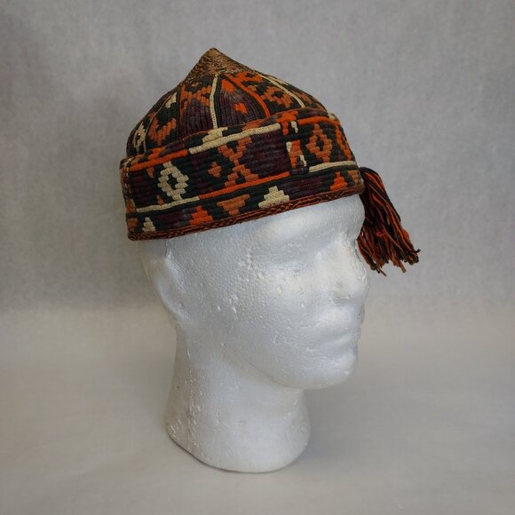 Turkmen chodur hat Afghan embroidery skull cap turkoman Tribal handmade Beanie - Picture 3 of 11